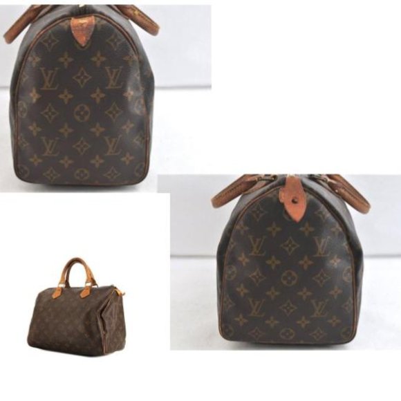 SALE! Vintage Louis Vuitton Speedy 30 Monogram Logo Satchel Bag Gold FREE Liner - Picture 13 of 15